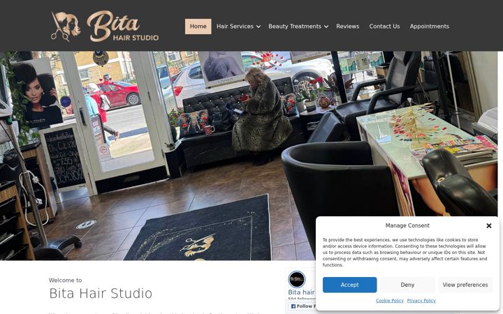 Screenshot of bitahairstudio.co.uk
