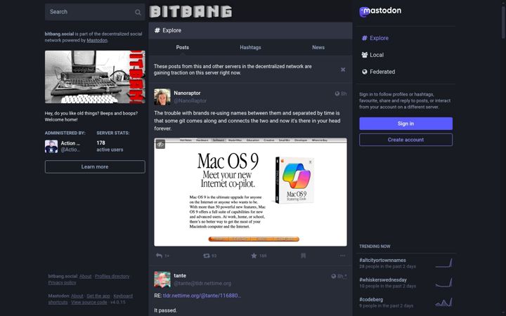 Screenshot of bitbang.social