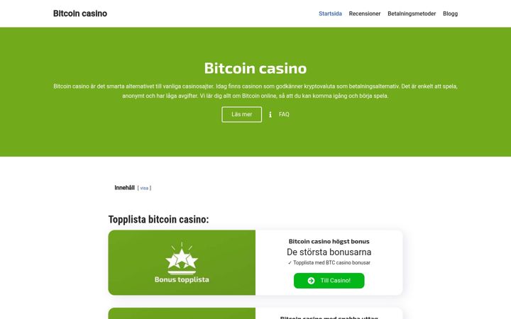 Captură de ecran a bitcoin-casinos.nu