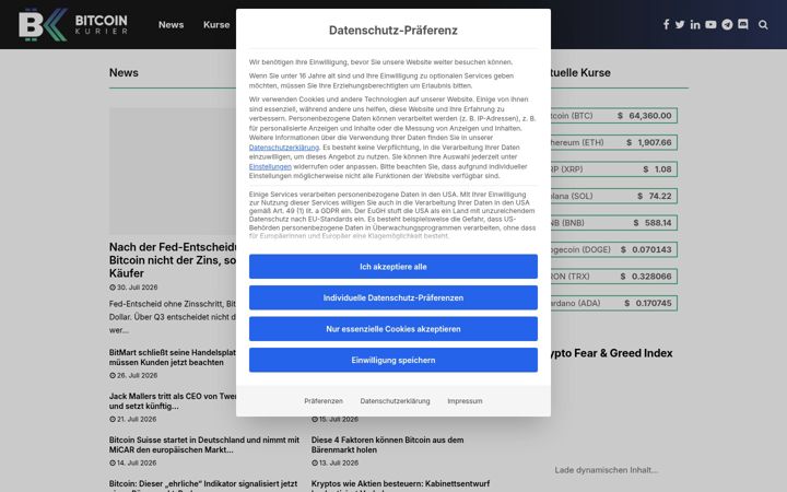 Screenshot of bitcoin-kurier.de