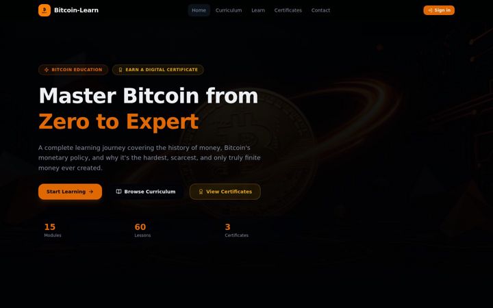 Screenshot of bitcoin-learn.com