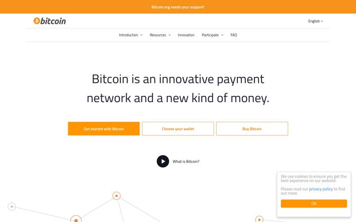 Skärmbild av bitcoin.org