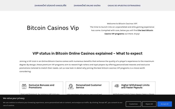 Screenshot of bitcoincasinosvip.com