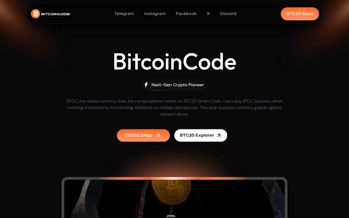 Screenshot of bitcoincode.technology