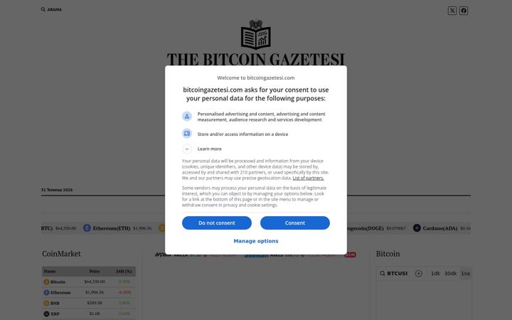 Screenshot of bitcoingazetesi.com