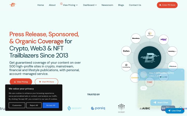 Screenshot of bitcoinprbuzz.com