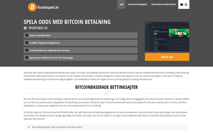 Captură de ecran a bitcoinspel.io