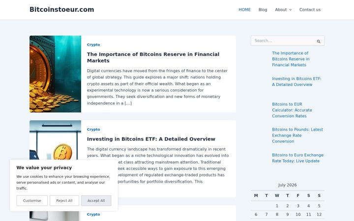 Captură de ecran a bitcoinstoeur.com