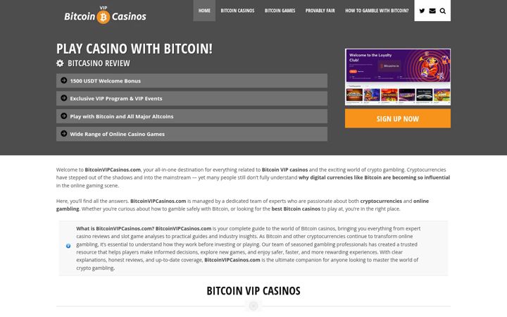 Captură de ecran a bitcoinvipcasinos.com