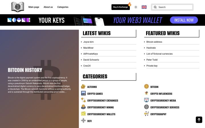 Screenshot of bitcoinwiki.org