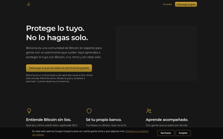 Captură de ecran a bitconia.es
