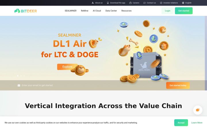 Screenshot of bitdeer.com