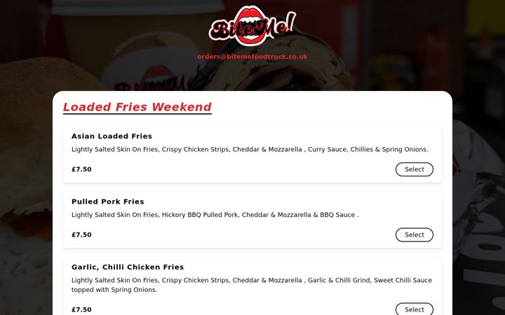 Screenshot of bitemefoodtruck.co.uk