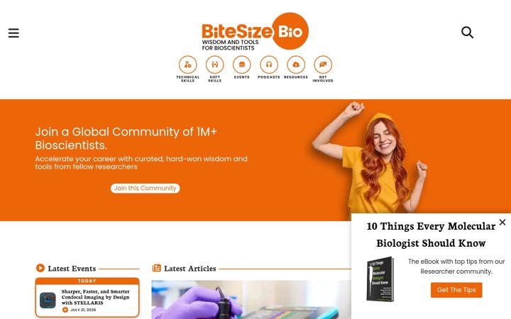 Screenshot of bitesizebio.com