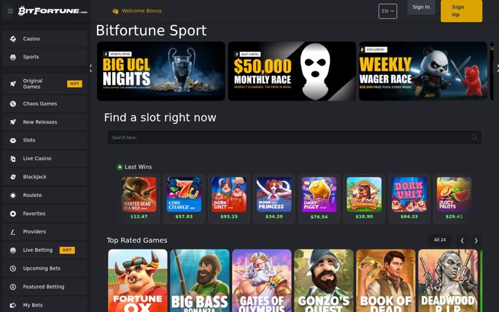 Ekraanipilt saidist bitfortune-betting.com