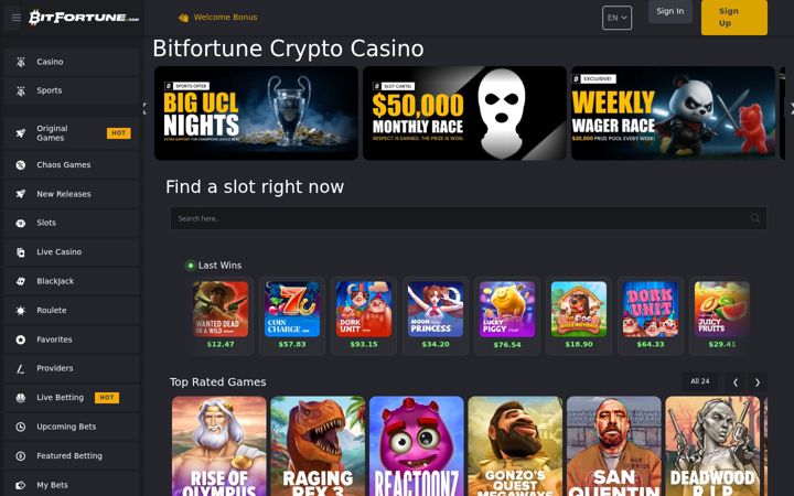 Képernyőkép: bitfortune-casino.org