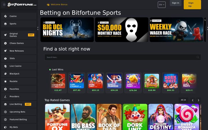 Captura de pantalla de bitfortunebet.com