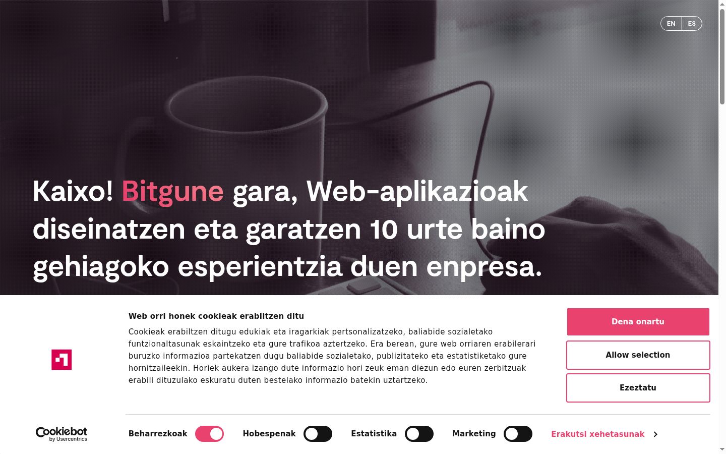 Screenshot del banner di consenso mostrato prima di qualsiasi interazione