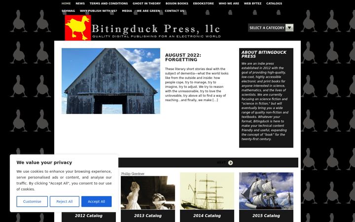 Screenshot of bitingduckpress.com