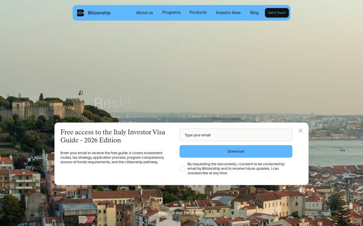 Screenshot di bitizenship.com