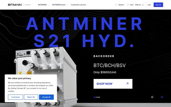 Snimka zaslona za bitmain.co.uk