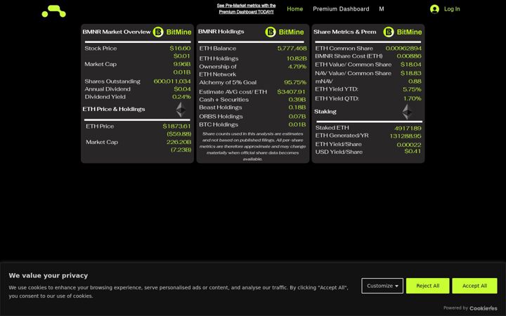 Ekraanipilt saidist bitminetracker.io
