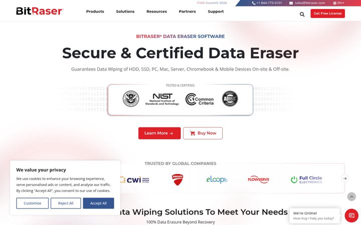 Screenshot of bitraser.com