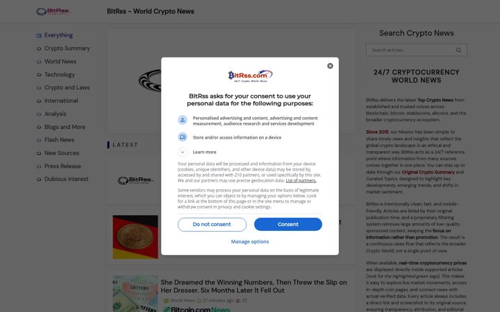 Screenshot stránky bitrss.com