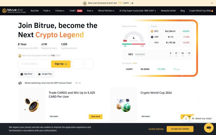 Kuvakaappaus sivustosta bitrue.com
