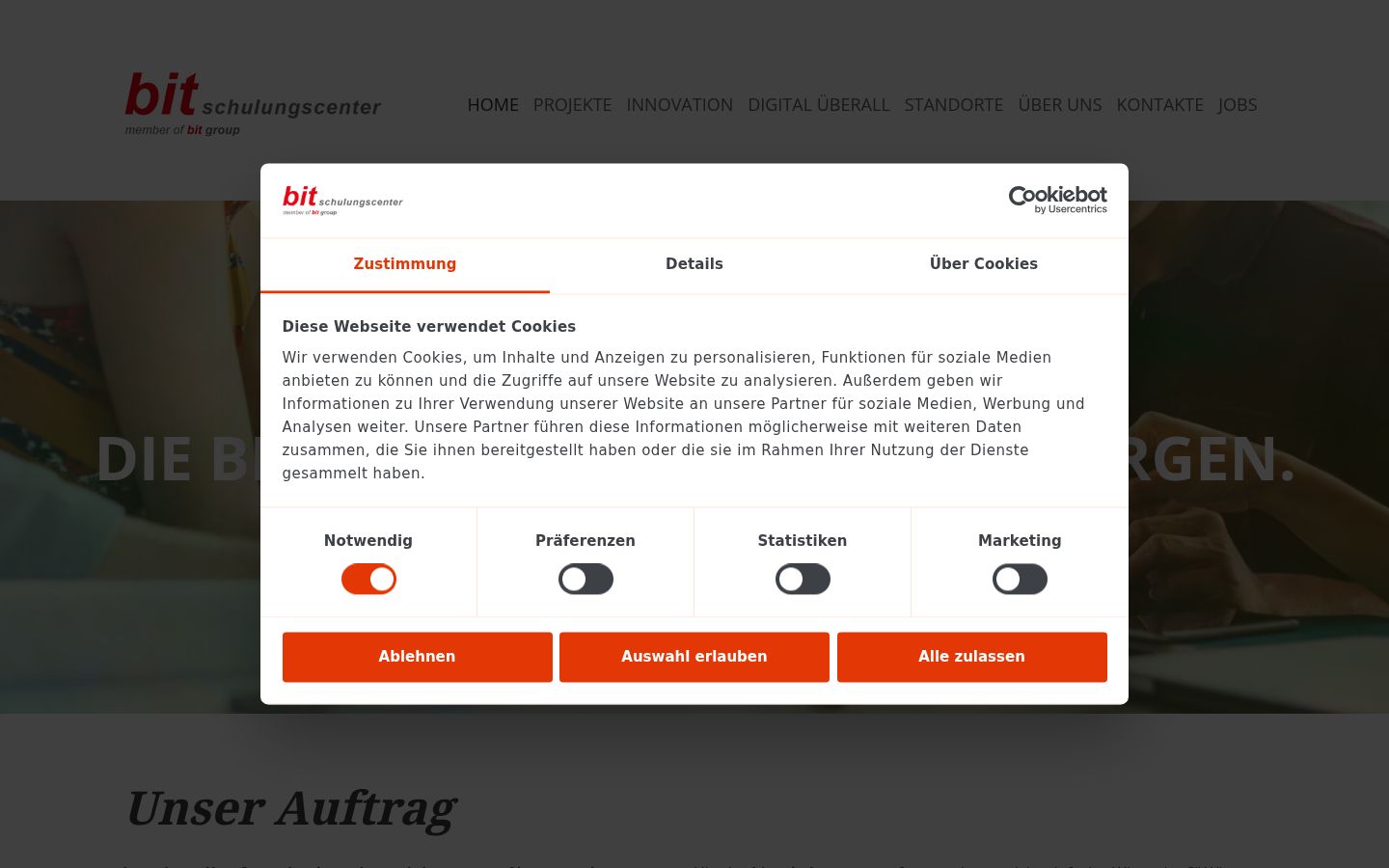 Screenshot of the consent banner shown before any interaction