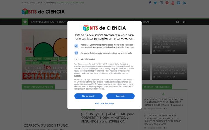 Captură de ecran a bitsdeciencia.com