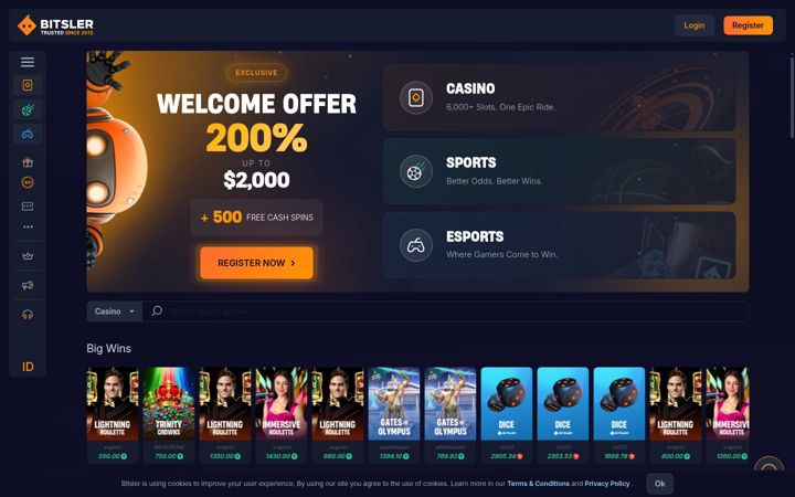 Screenshot di bitsler.com
