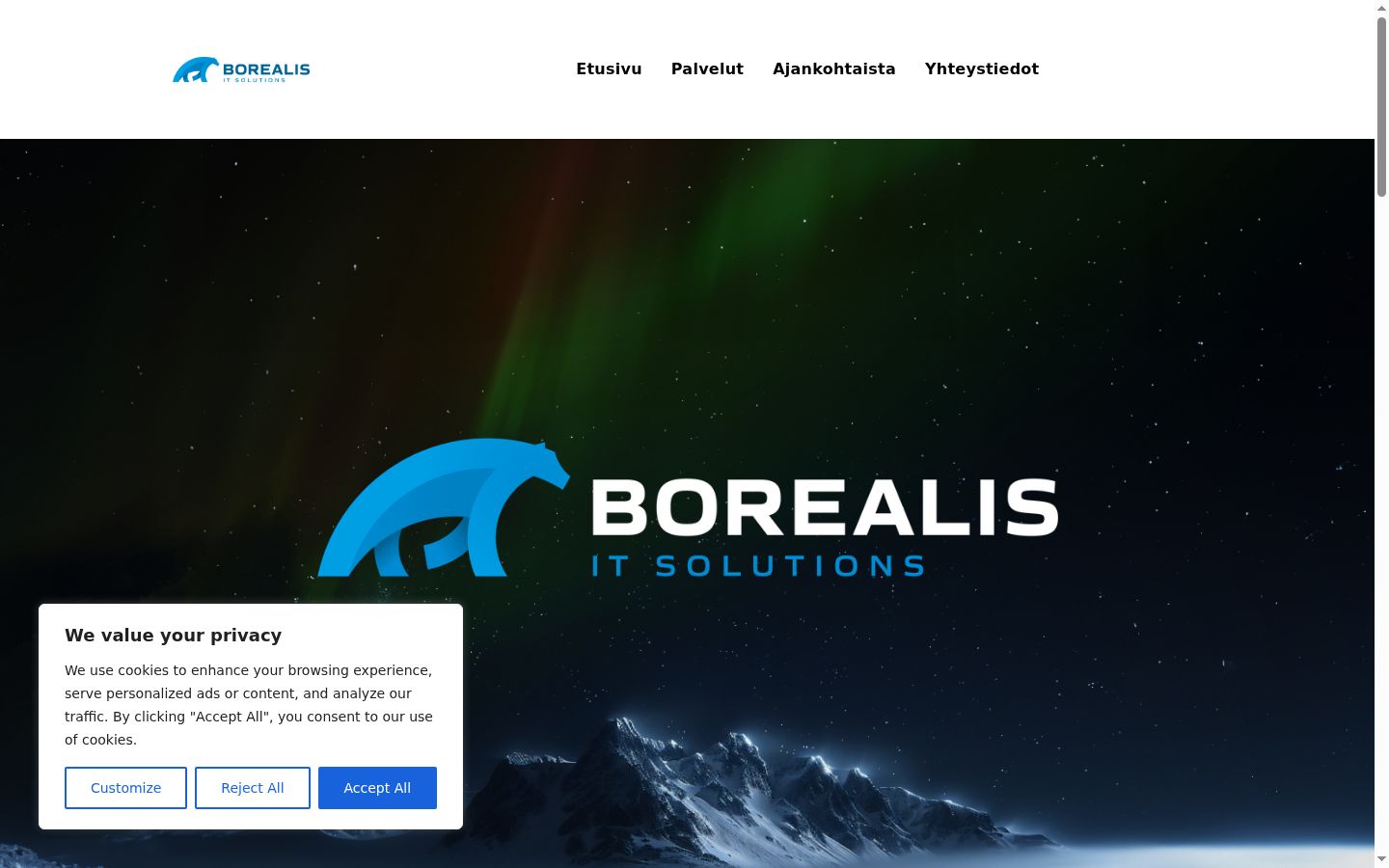 Screenshot del banner di consenso mostrato prima di qualsiasi interazione