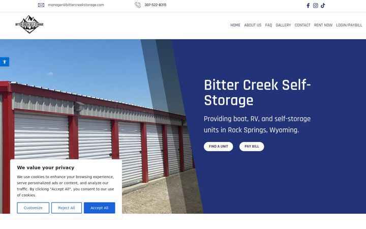 Screenshot of bittercreekstorage.com