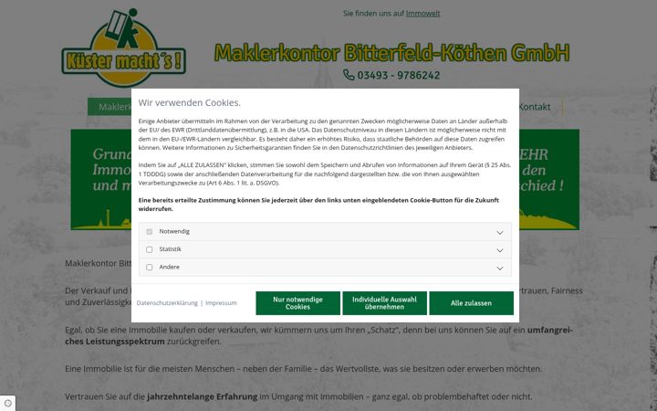 Screenshot of bitterfeld-maklerkontor.de