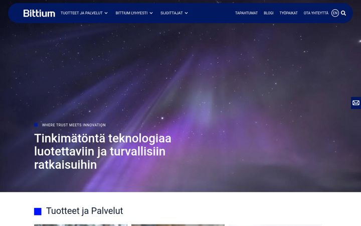Screenshot of bittium.fi