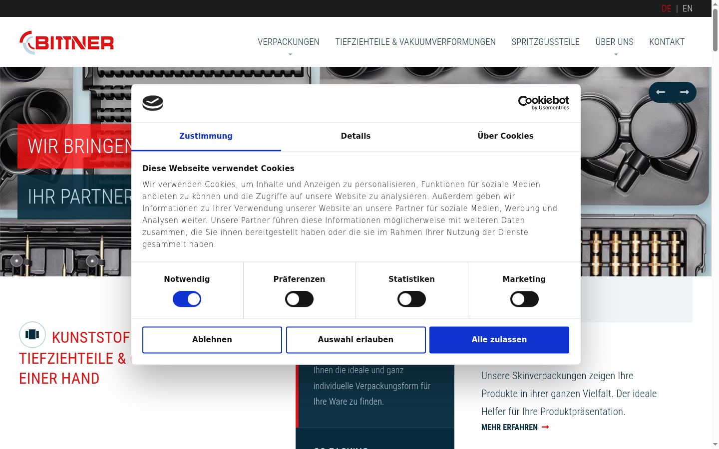 Screenshot of the consent banner shown before any interaction