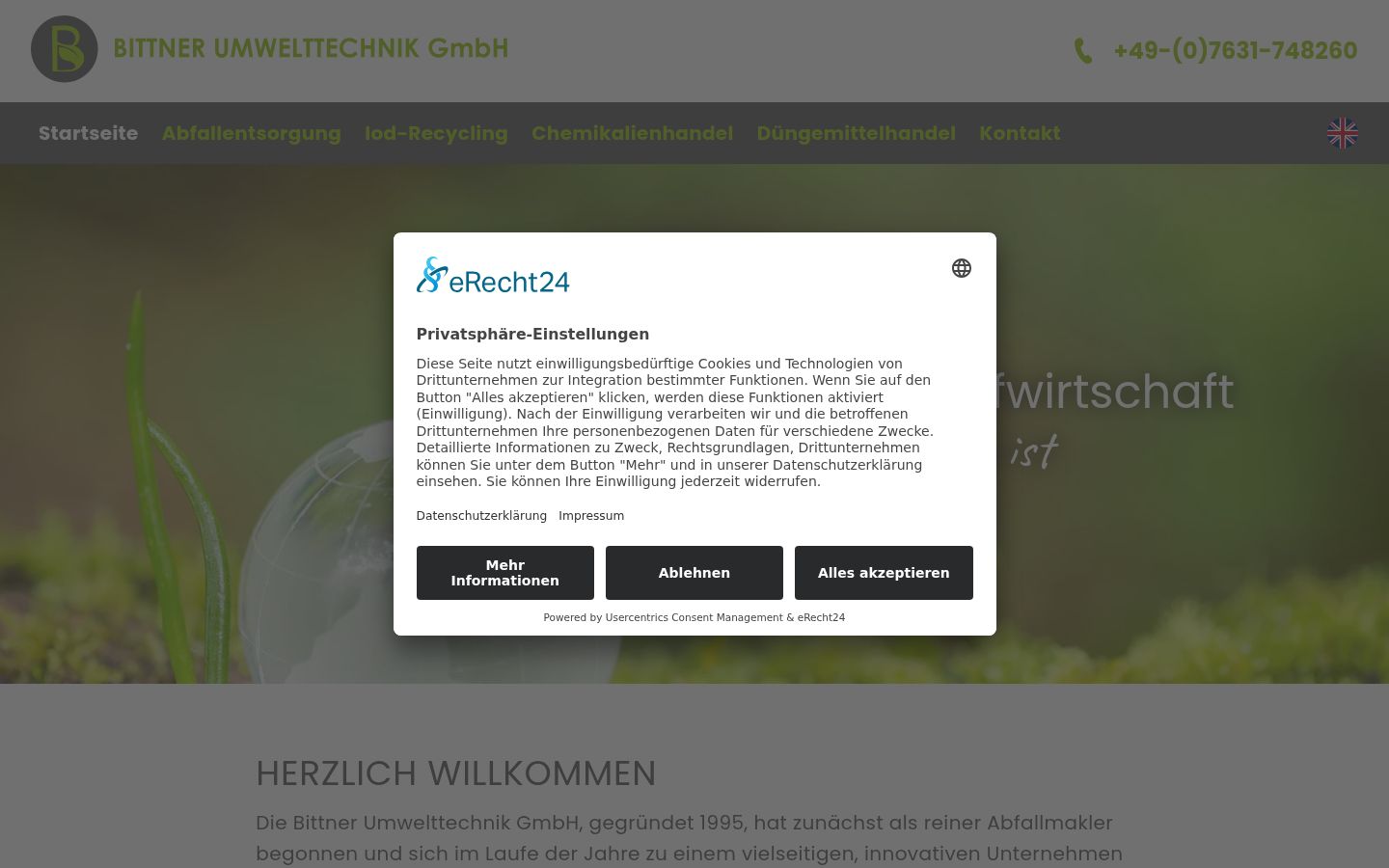 Screenshot of the consent banner shown before any interaction