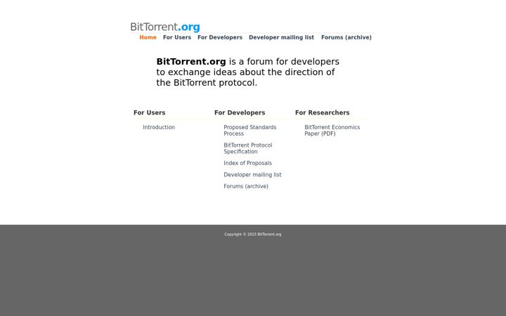 Screenshot of bittorrent.org