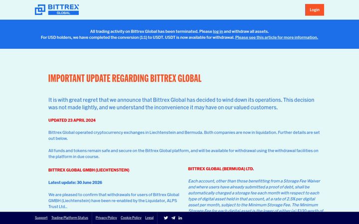 Capture d'écran de bittrex.com