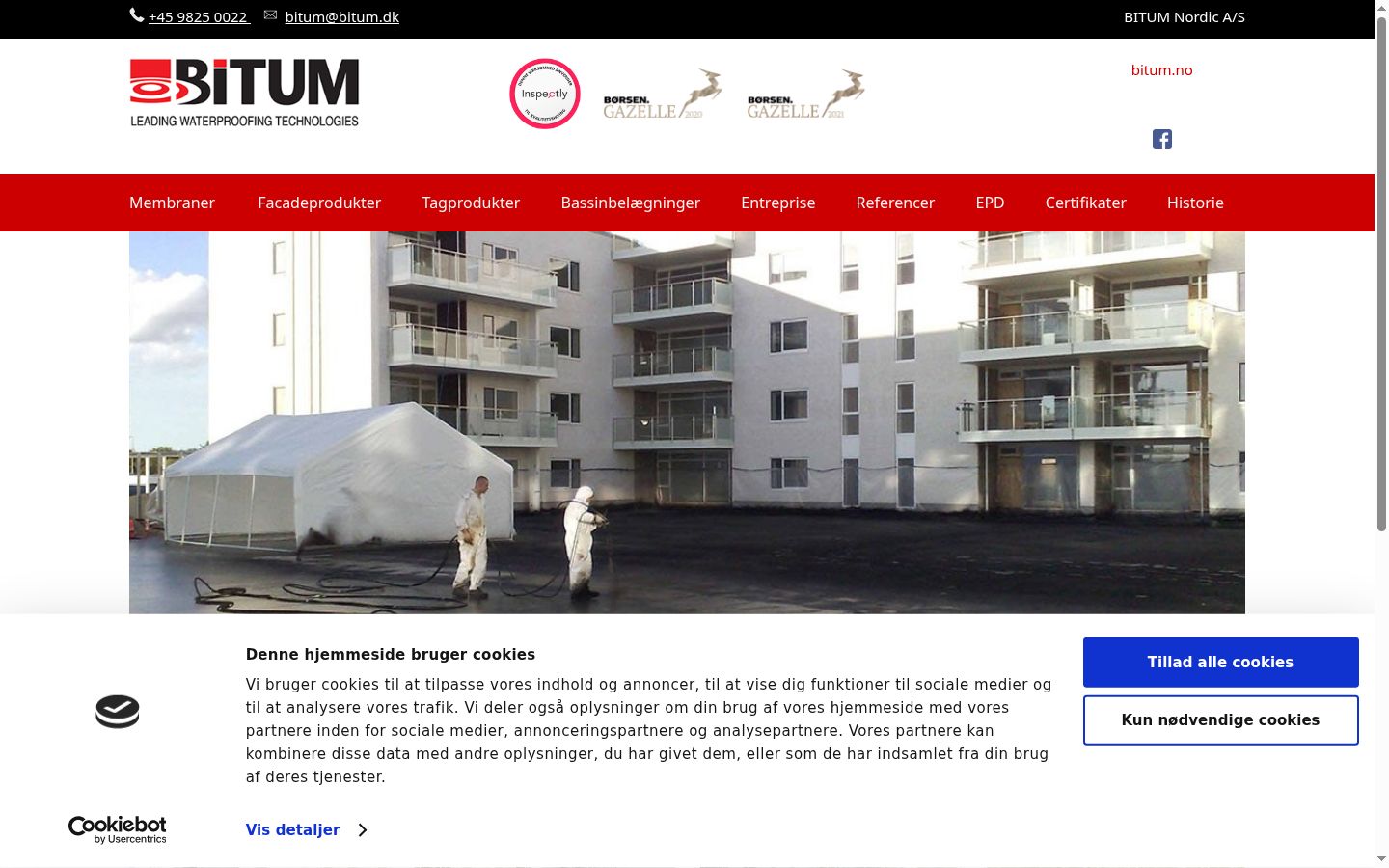 Skærmbillede af samtykkebanneret, som det blev vist før nogen interaktion