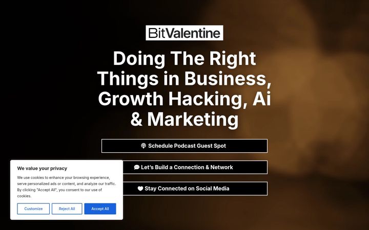 Screenshot of bitvalentine.com