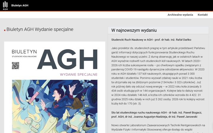 Snimka zaslona za biuletyn.agh.edu.pl