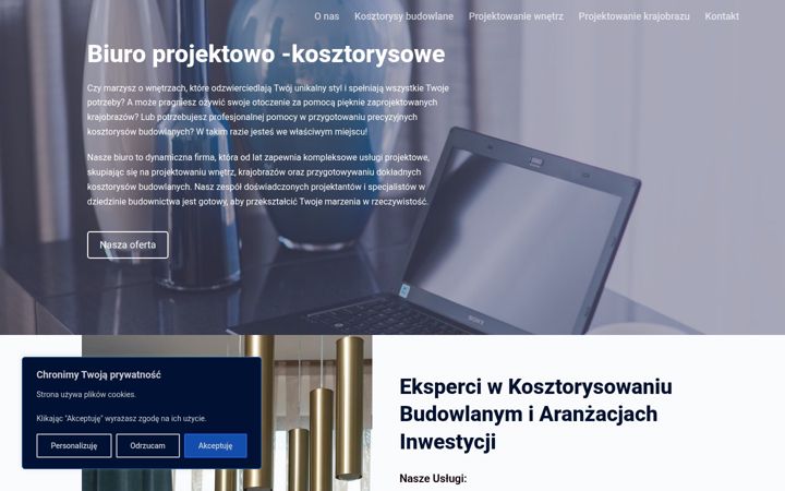 Screenshot stránky biuro-kosztorysy.pl