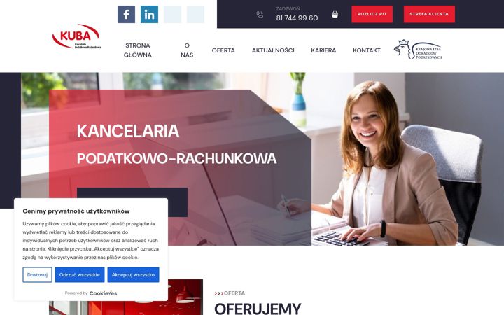 Screenshot stránky biuro-kuba.pl