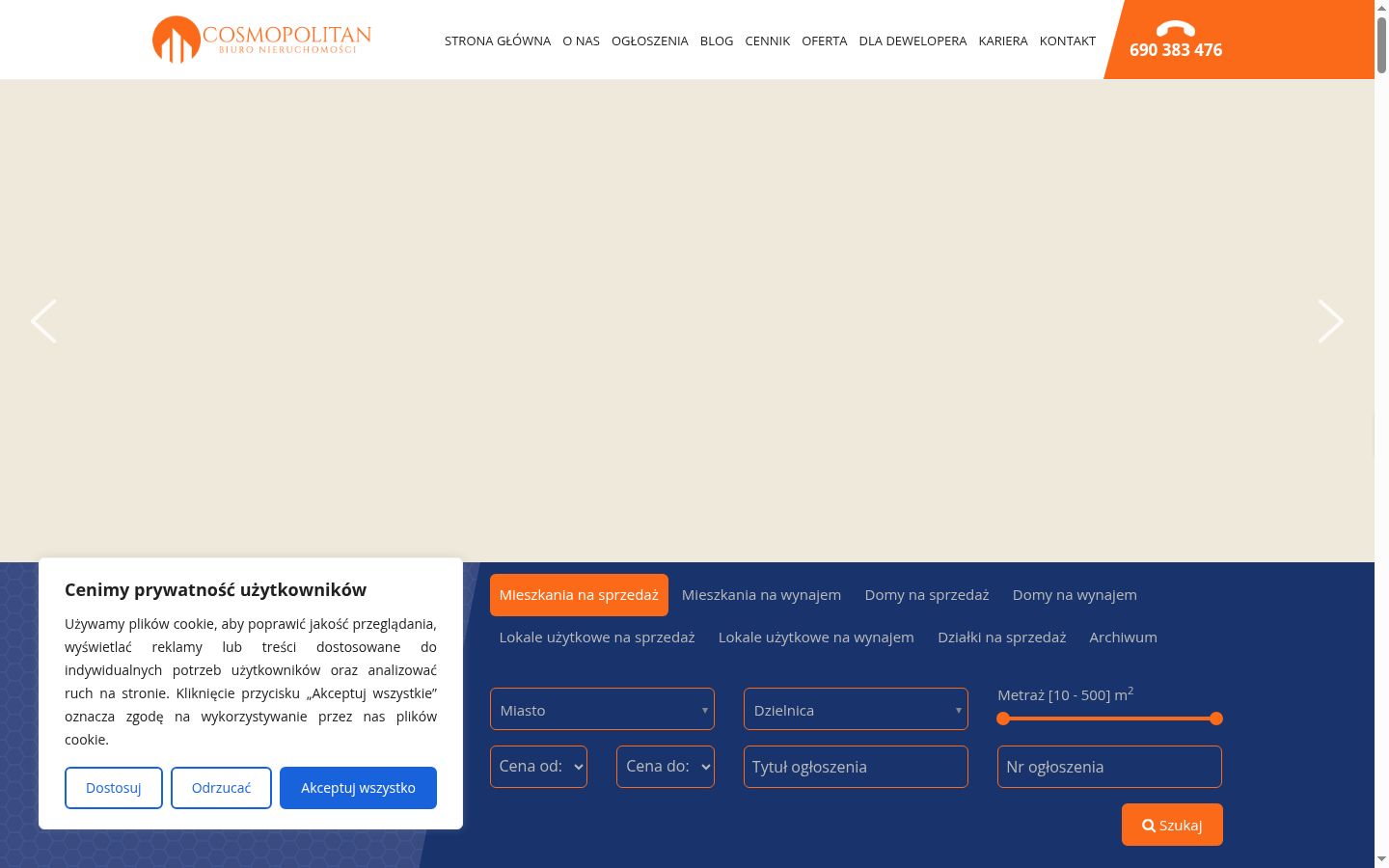 Screenshot of the consent banner shown before any interaction