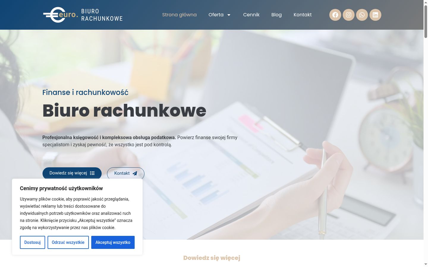 Zrzut ekranu banera zgody wyświetlanego przed jakąkolwiek interakcją