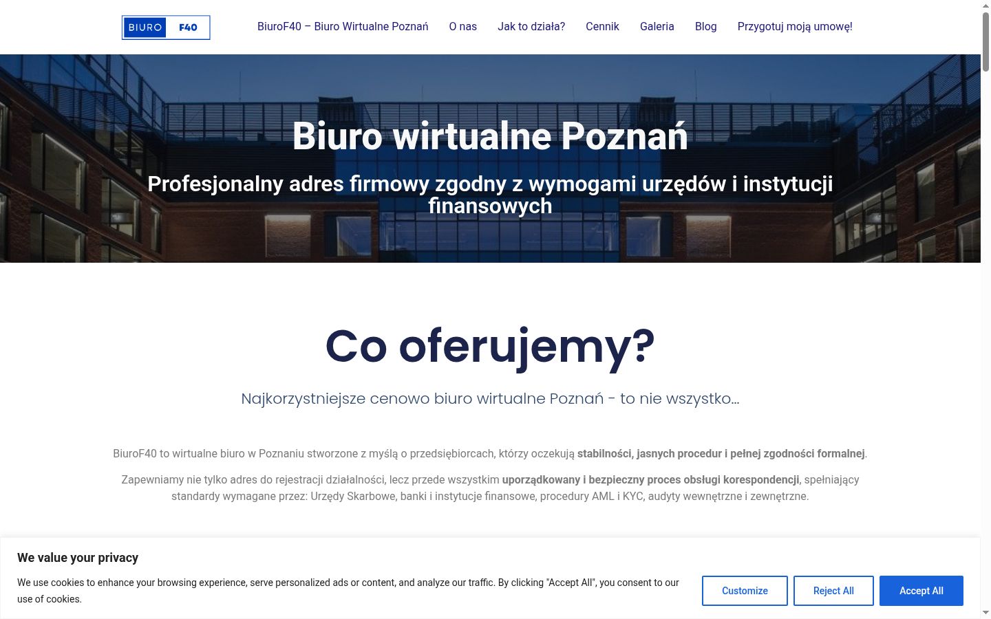 Zrzut ekranu banera zgody wyświetlanego przed jakąkolwiek interakcją