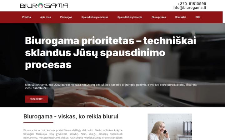 Zrzut ekranu biurogama.lt