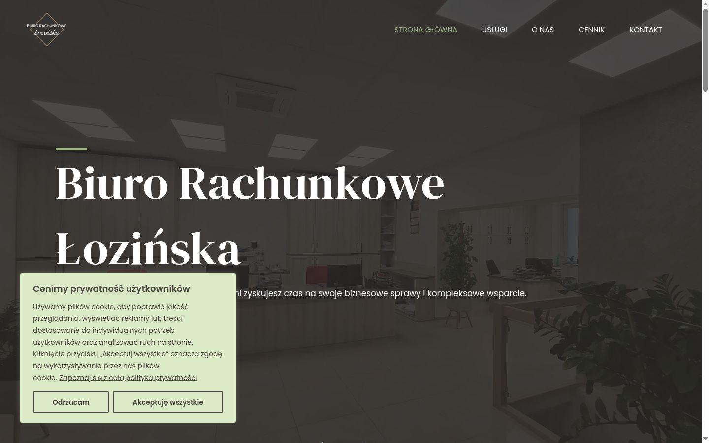 Zrzut ekranu banera zgody wyświetlanego przed jakąkolwiek interakcją